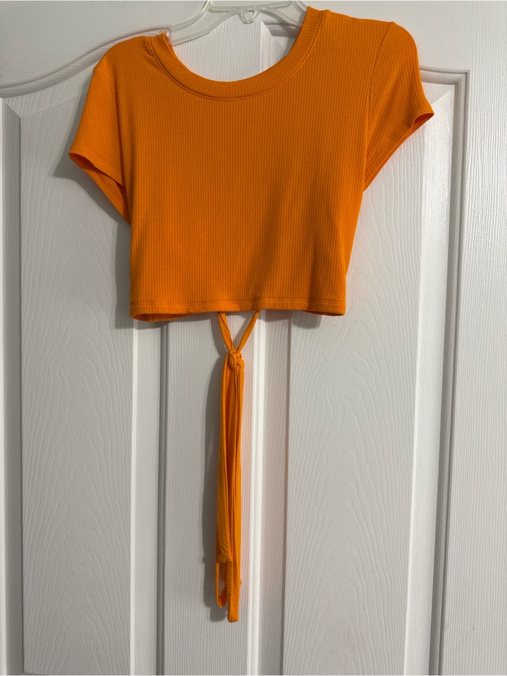 aerie Bright Orange Ribbed Tie-Back Crop Top